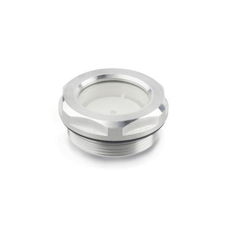 Otto Ganter Oil Level Sight Glass Aluminum ESG Glass Resistant up to 180 °C Blank, GN 743.1